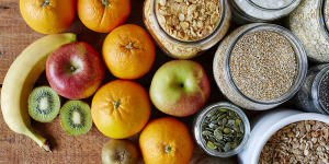 fruit and healthy grains